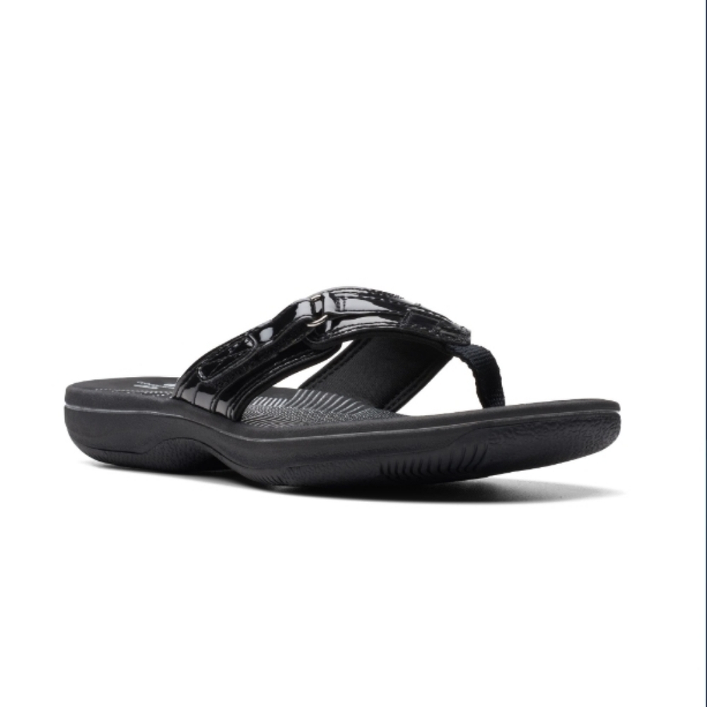 Clarks Cloudsteppers (Size 9) Black Patent Thong Flip-flops Comfort Sandals